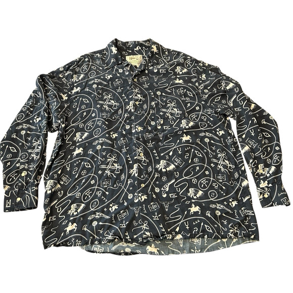 H Bar C California Ranch Men's Shirt XL Rockridge in Navy Blue Pearl Snap - Picture 1 of 10
